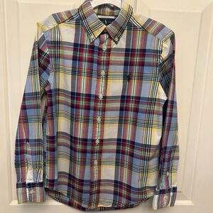Boy’s Ralph Lauren plaid button down shirt w/logo Long sleeve Size 8. Nice shape